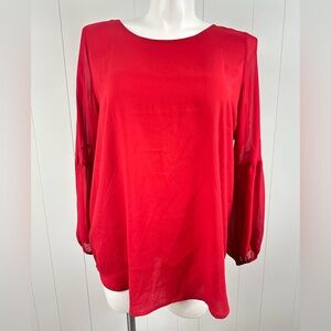 NWT Ann Taylor Red Blouse Women’s Sz XL Long Balloon Sleeve Pullover Top Career